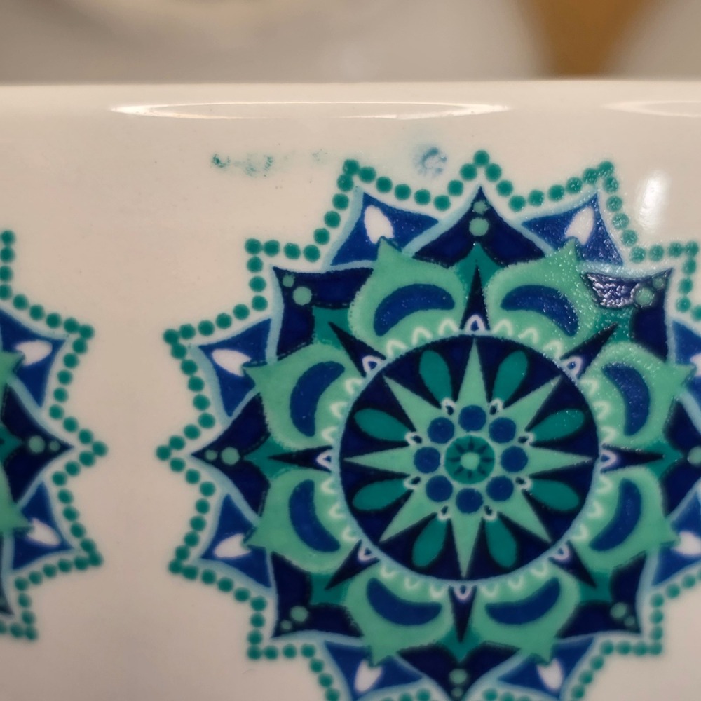 Royal Norfolk Set of 4 Snowflake Medallion Teal Blue Ceramic Soup Cereal Bowls - Picture 6 of 11